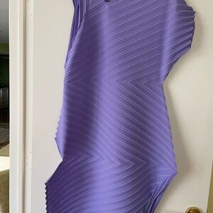 Issey Miyake Purple Asymmetrical Pleated Cocktail Dress JP2 or US s/M